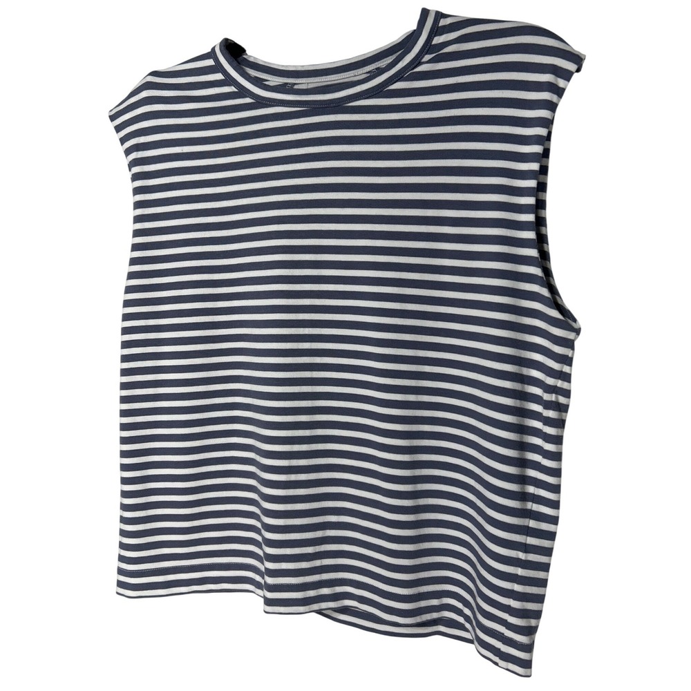 Madewell Structured Muscle Tee Sunfaded Gray-Blue Stripe Size M Retail: $55